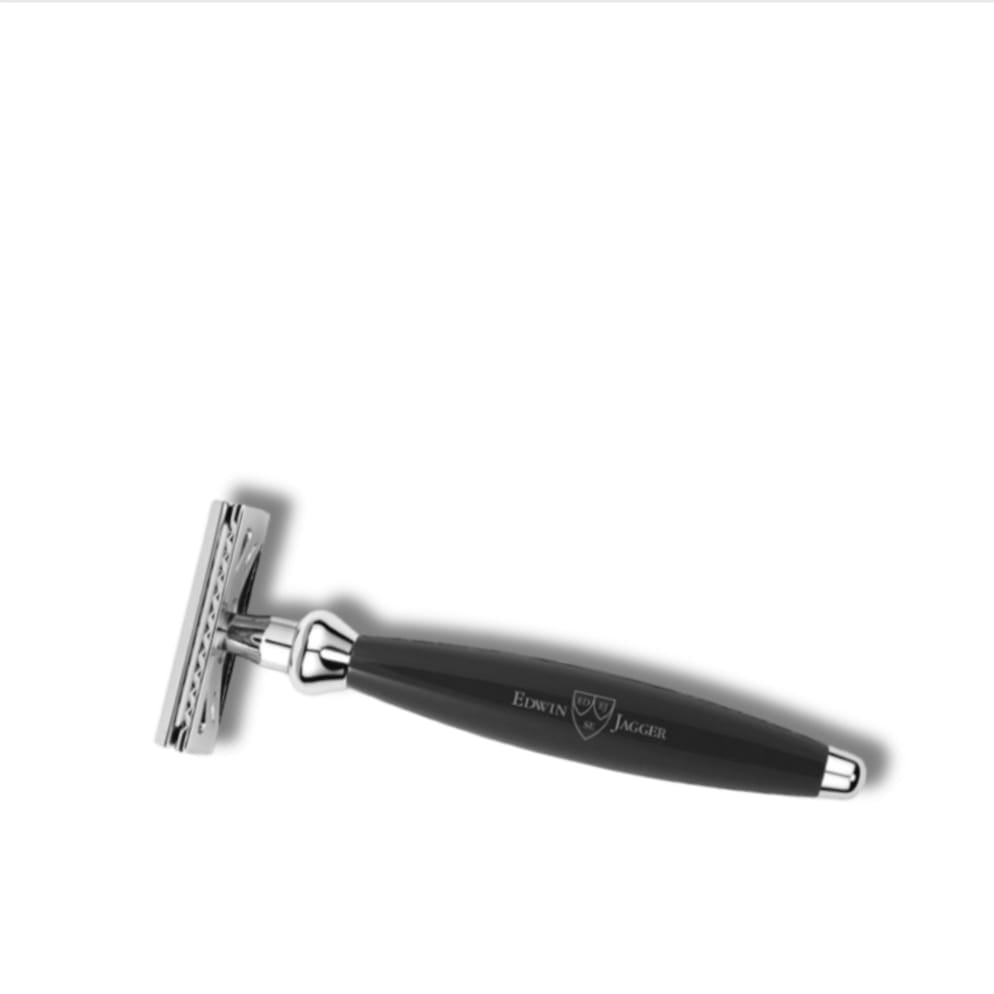 Edwin Jagger – Bulbous Black DE Safety Razor & 5 Free Feather Blades