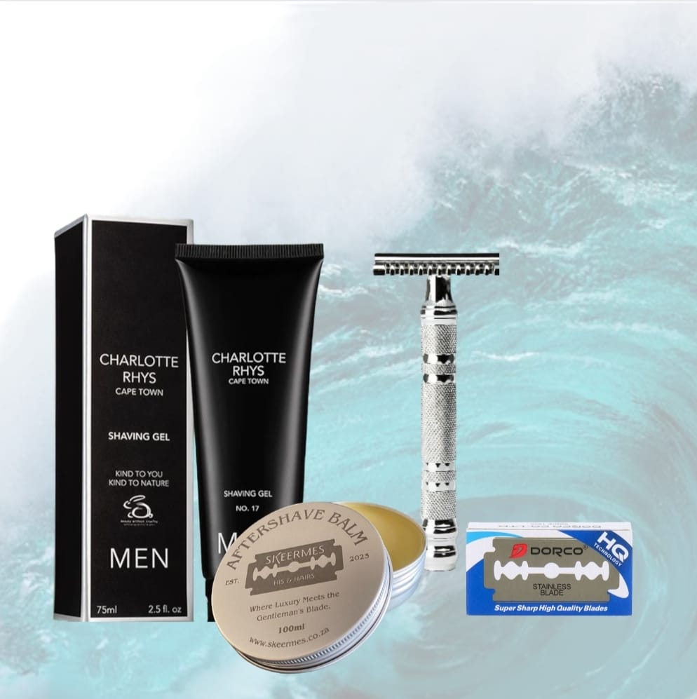 Skeermes - Charlotte Rhys Shaving Gel & Parker DE Safety Razor & Aftershave Balm & Dorco Razor Blades Combo