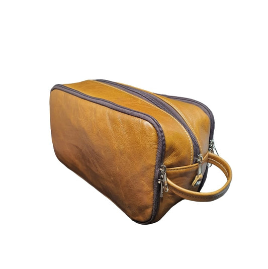 Skeermes - Brown Leather Toiletry Bag