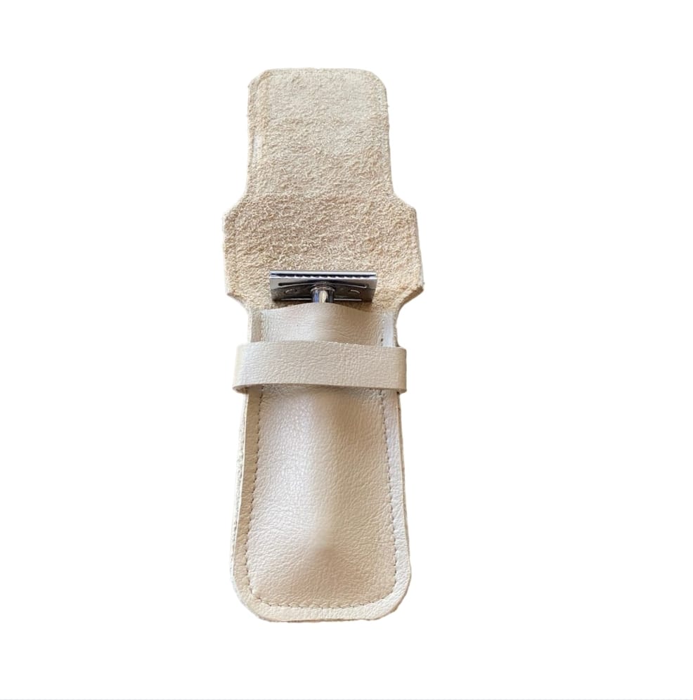 Skeermes - Cream Square Edged Safety Razor Pouch