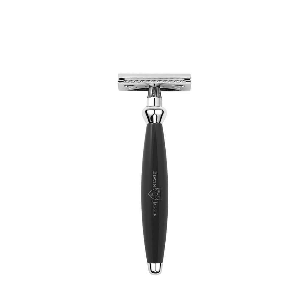 Edwin Jagger – Bulbous Black DE Safety Razor & 5 Free Feather Blades