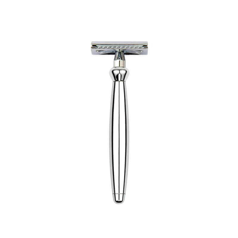 Edwin Jagger – Bulbous Chrome DE Safety Razor & 5 Free Feather Blades