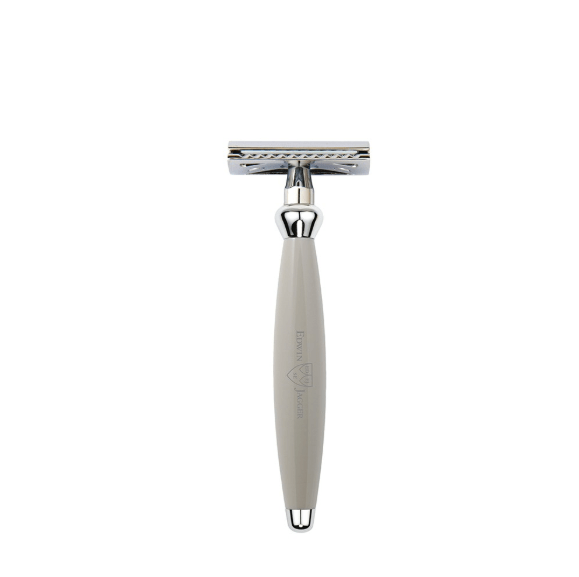 Edwin Jagger – Bulbous Grey DE Safety Razor & 5 Free Feather Blades