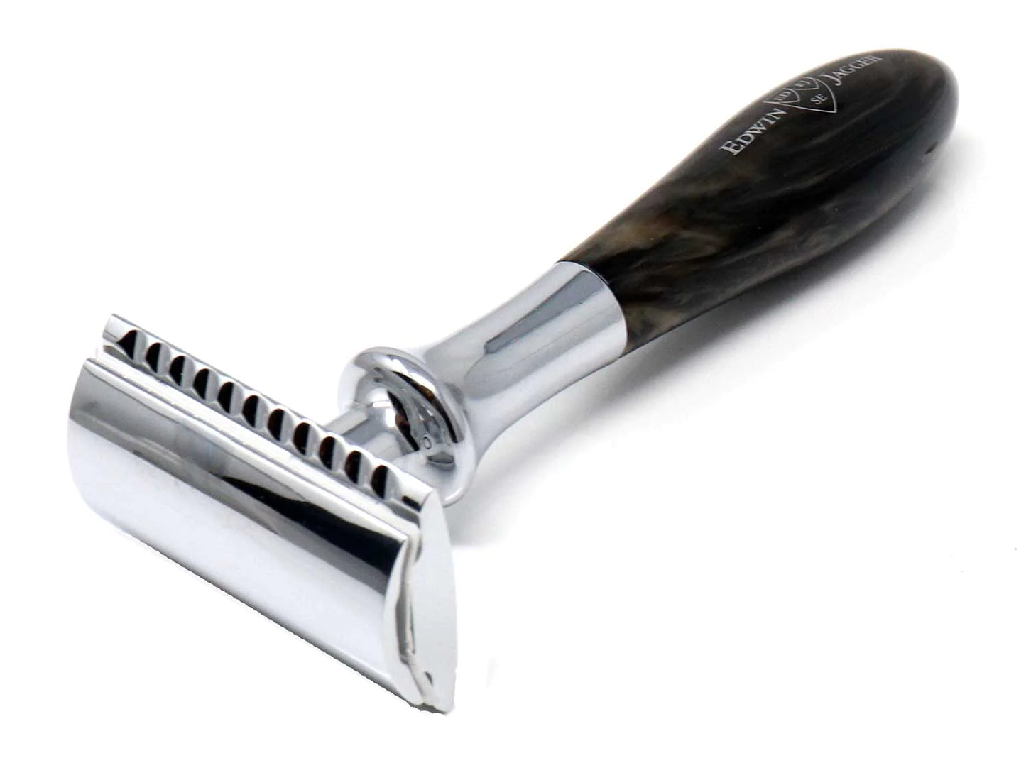 Edwin Jagger – Plaza Imitation Black Marble DE Razor & 5 Free Feather Blades